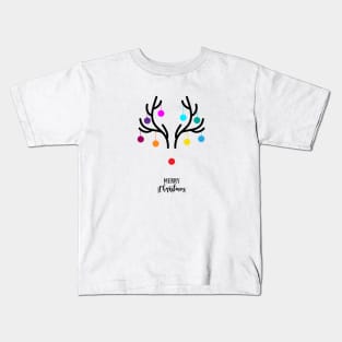 Abstract Christmas deer with red nose Kids T-Shirt